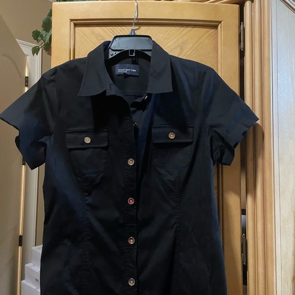 Jones New York black ribbed belted denim dress size 12 - Picture 4 of 7